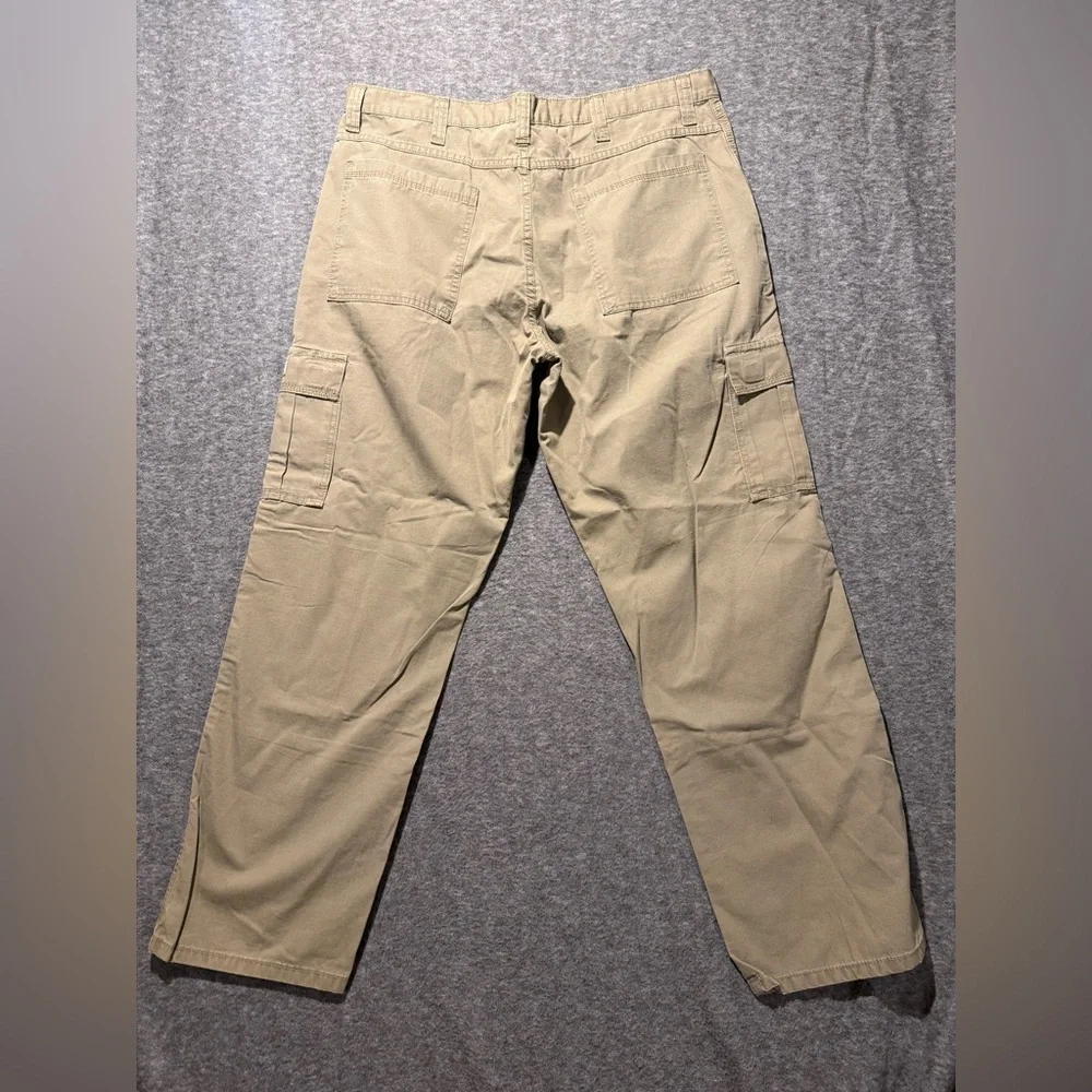 Wrangler Cargo Khaki Pants mens 38x32 tan brown cotton Straight comfort nice!